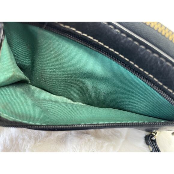 FOSSIL Sydney Black Leather Wristlet Wallet Clutch Zip Around Medium - Picture 7 of 7